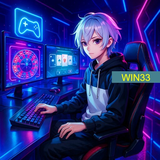Imagem promocional da WIN33 mostrando a plataforma e suas vantagens